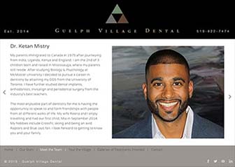 Guelph Village Dental Website, Dr. Ketan Mistry Biography page
